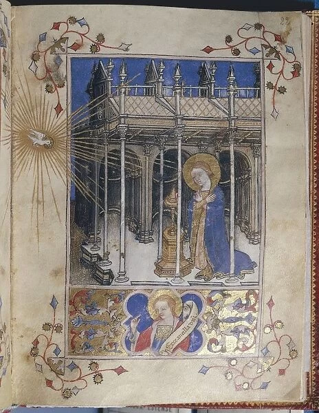 Italy, Annunciation: the Virgin Annunciate, miniature from Officium Beatae Mariae Virginis by Alberto de Porcelisby Giovanni di Benedetto da Como, 1383