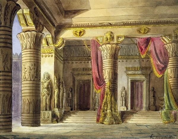Italy, Bologna, Set design for Nabucco (Nebuchadnezzar) by Giuseppe Verdi (1813-1901), performance at Florence Teatro Comunale