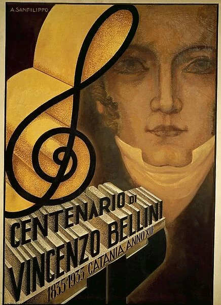 Italy, Catania, commemorative poster for centenary of death of Vincenzo Bellini