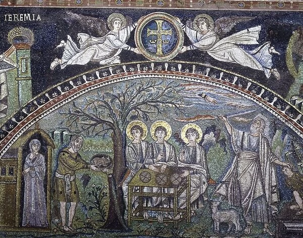 Italy, Emilia-Romagna, Ravenna, Church of San Vitale, lunette mosaic, Abrahams Hospitality