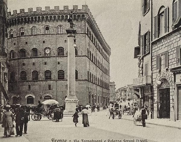 Italy, Florence, Via Tornabuoni and Palazzo Ferroni, 20th Century, postcard
