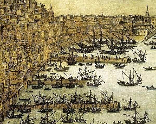 Italy, Genoa Port, dredging seabed, illustration