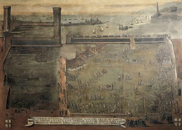 Italy, Genoa, View of Genoa Port