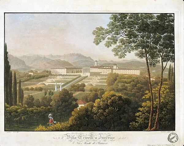 Italy, Inverigo, Villa Crivelli, from Viaggio Pittorico Nei Monti della Brianza (Pictorial journey in mountains of Brianza), 1823