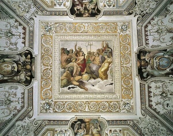 Italy, Latium Region, Rome Province, Tivoli, Villa d Este, State Apartments, Hall of Labors of Herakles, detail of vault