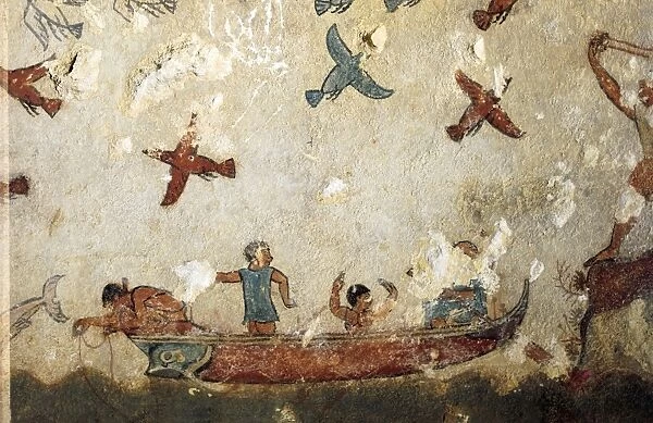 Italy, Latium Region, Viterbo Province, Tarquinia Etruscan Necropolises, fresco detail