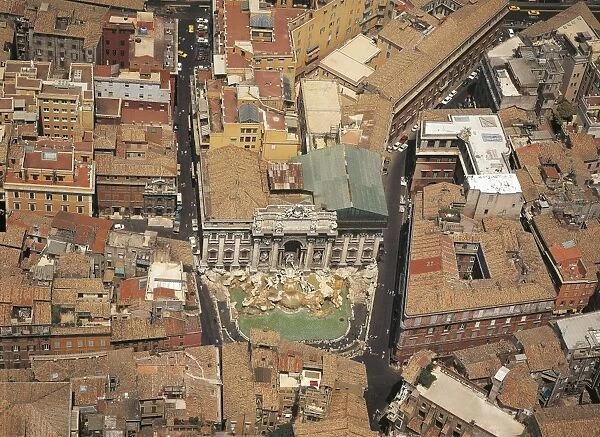 Italy, Lazio Region, Rome, Aerial view of the Trevi fountain on Piazza di Trevi