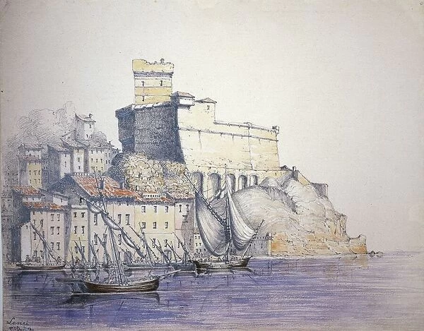 Italy, Lerici Castle (La Spezia), 1852, watercolor
