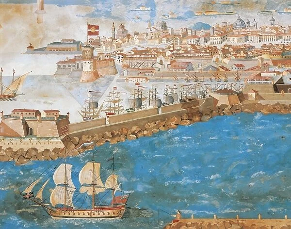 Italy, Livorno, Port by Giuseppe Cianchi, scagliola