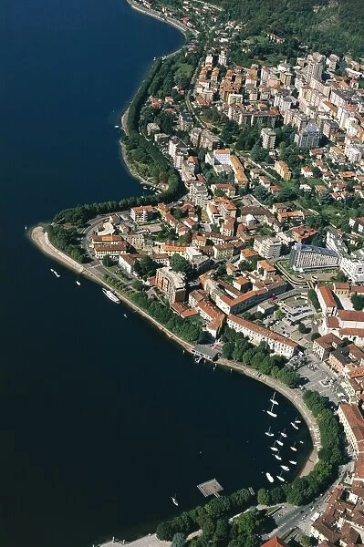 Italy, Lombardy, Lake Como, Lecco, aerial view