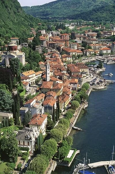 Italy, Lombardy, Varese, Lake Maggiore, Laveno, aerial view