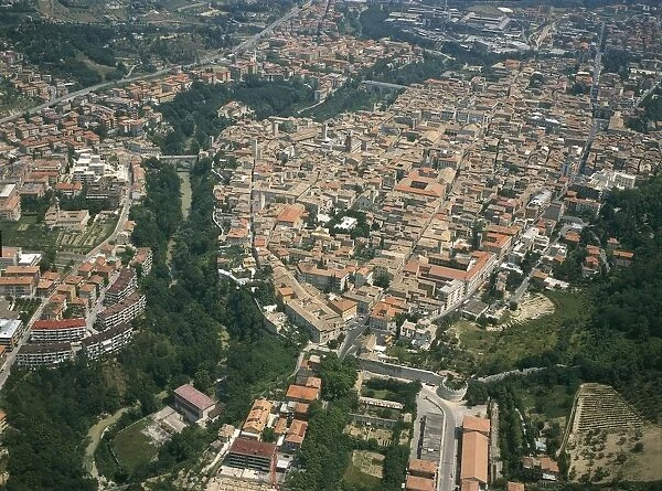 Italy, Marche Region, Aerial view of Ascoli Piceno