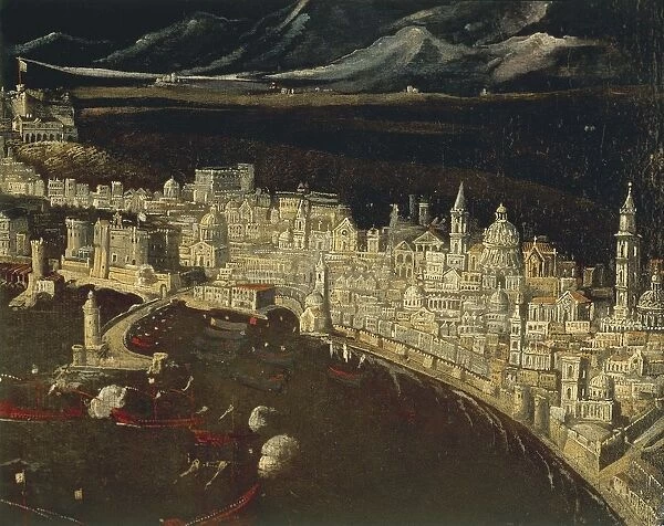 Italy, Naples, birds eye view, by Francois Didier Nome or Didier Barra know as Monsu Desiderio