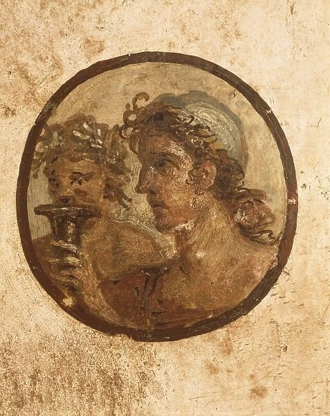 Italy, Naples Province, Campania Region, Pompei, House of Loreio Tiburtino, detail of fresco depicting athletes