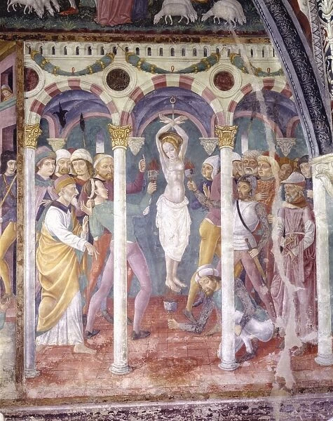 Italy, Piedmont Region, Serralunga di Crea, fresco in chapel at Basilica of Santa Maria Assunta