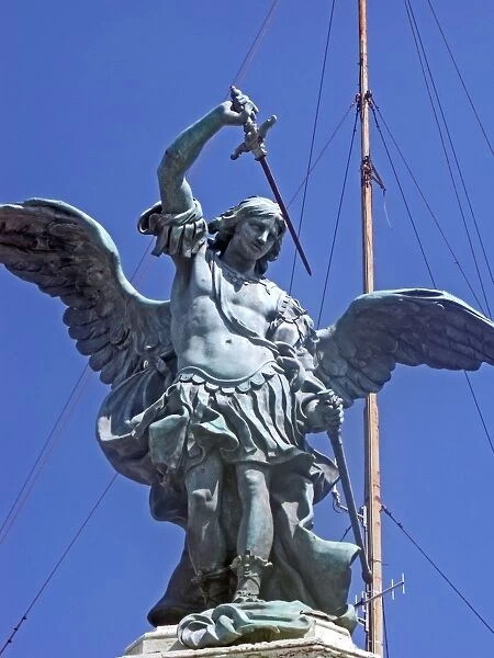 Italy, Rome. Bronze statue of Archangel Michael