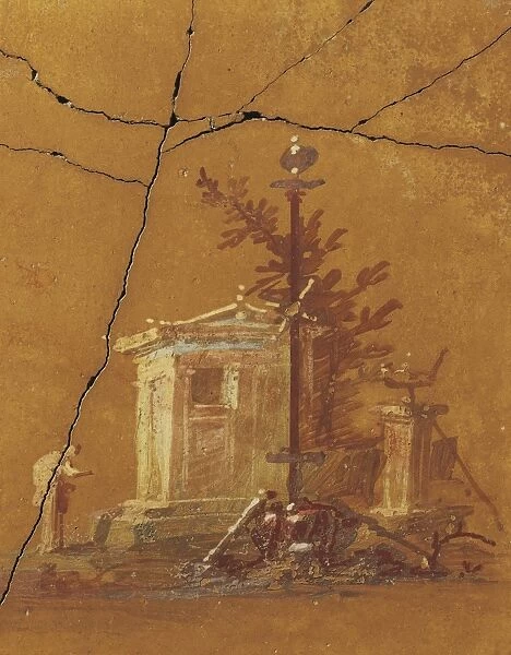 Italy, Rome, Fresco with small temple and prayer from Villa San Marco in Castellamare di Stabia