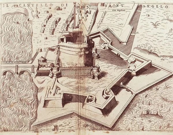 Italy, Rome, layout of Castel Sant Angelo, engraving