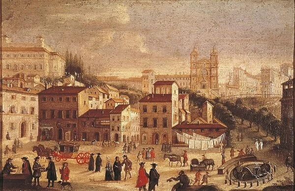 Italy, Rome, view of Piazza di Spagna in 1600 by unknown artist