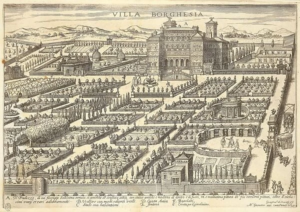 Italy, Rome, Villa Borghese and gardens, engraving