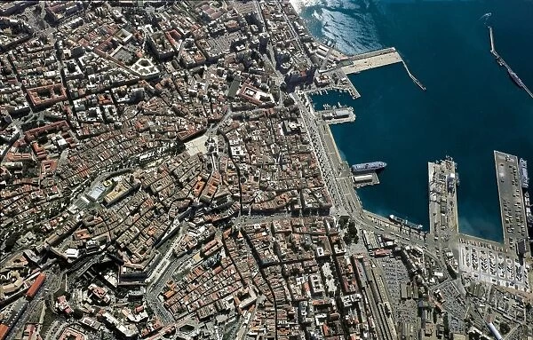 Italy, Sardinia Region, Aerial view of port of Cagliari