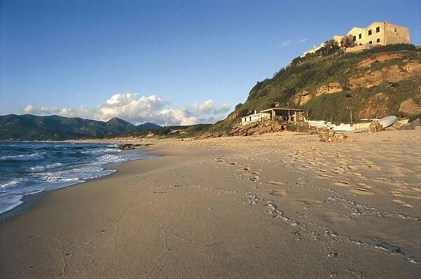 Italy, Sardinia Region, Province of Carbonia-Iglesias, beach and former Tonnara at Porto Paglia