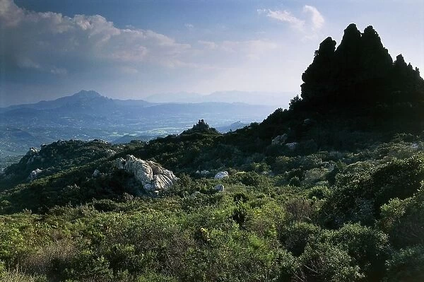 Italy, Sardinia Region, Province of Sassari, Gallura landscape from Mount Moro