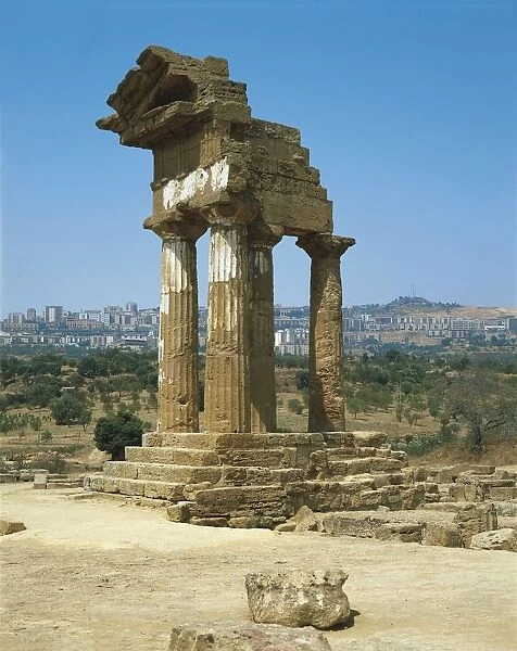 Italy, Sicily Region, Agrigento Province, Agrigento, Valley of Temples, Temple of Dioscuri, or Castor and Pollux