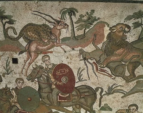 Italy, Sicily Region, Enna Province, Piazza Armerina, Villa Romana del Casale, mosaic