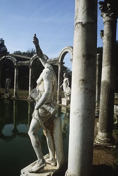 Italy, Tivoli, Amazon statue at The Canopus in Hadrians Villa