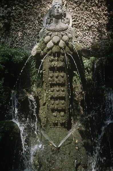 Italy, Tivoli, Goddess Nature fountain at Villa d Este