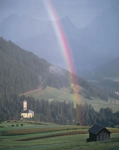 Italy - Trentino-Alto Adige Region - Welsberg-Monguelfo. Welsberg Castle. Rainbow
