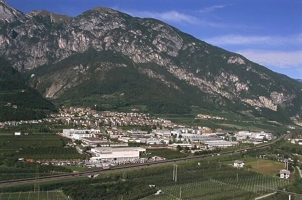 Italy, Trentino-Alto Adige Region, Aerial view of Trento, industrial area