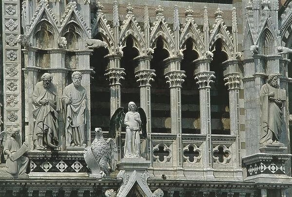 Italy, Tuscany Region, Siena Province, Siena, Siena Cathedral, detail of facade