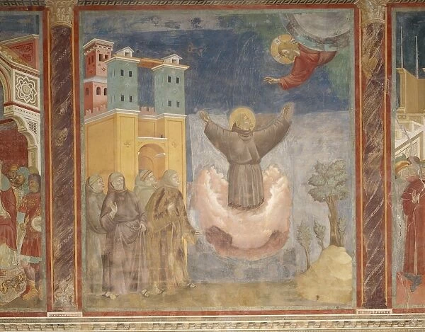 Italy, Umbria Region, Perugia Province, Assisi, St Francis Basilica, Upper church Giotto, detail from fresco depicting life of St Francis, Extasis of St Francis
