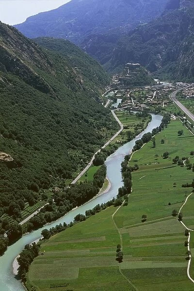 Italy, Valle d Aosta, Aosta, Dora Baltea River near Bard