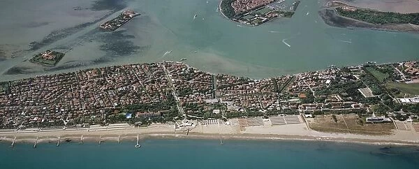 Italy, Veneto Region, Province of Venice, Lido di Venezia, aerial view
