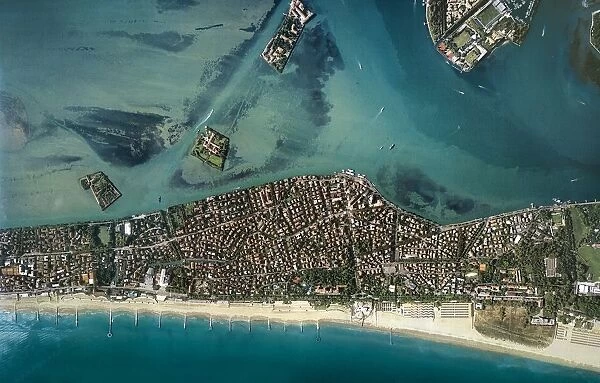 Italy, Veneto Region, Province of Venice, Lido di Venezia, aerial view