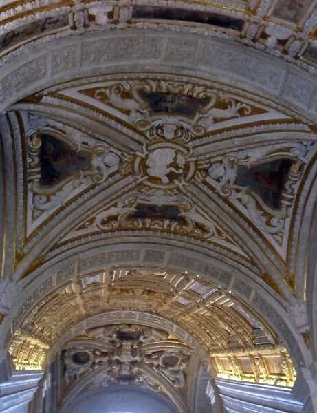 Italy, Venice, Doges Palace, Detail of Scala d Oro