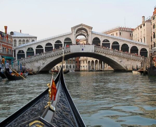 Italy, Venice, Rialto Bridge seen from gondola