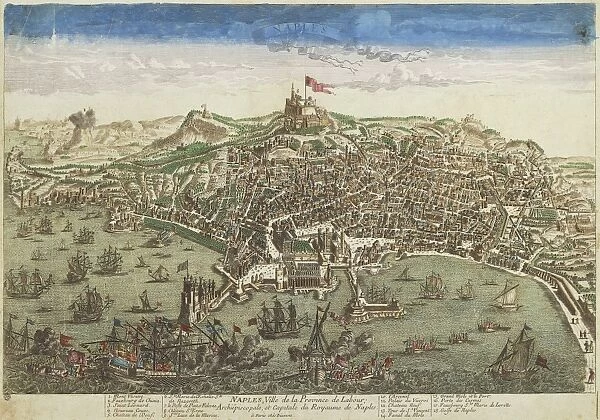 Italy, view of Naples, engraving