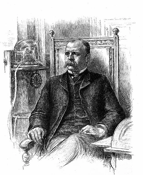 J Edward Simmons, President of the New York Stock Exchange. Wood engraving 1885