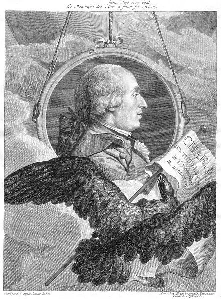 Jacques Alexander Cesar Charles (1746-83) French physicist. Print celebrating the