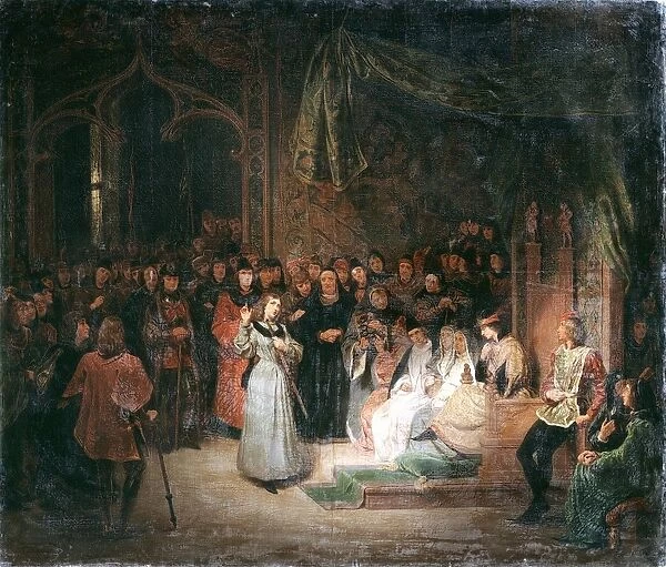 Joan of Arc before King Charles VII at Chinon, replies to the prelates who are interrogating her