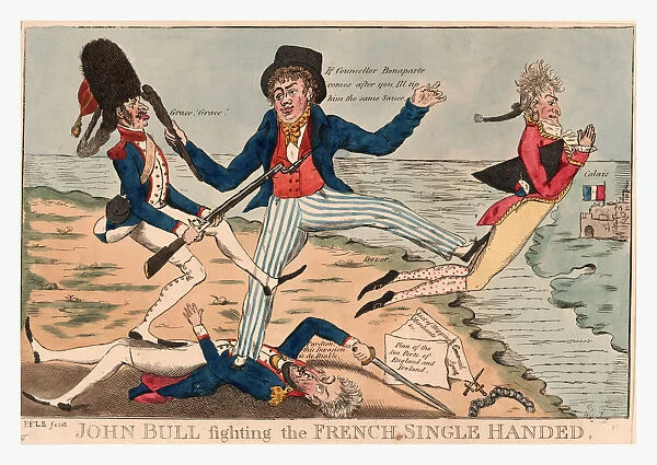 John Bull fighting the French single handed, P. F. L. B. fecit. [England : Publisher not named