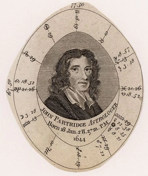 John Partridge (1644-1715) English astrologer and almanac maker. Birth chart or Nativity
