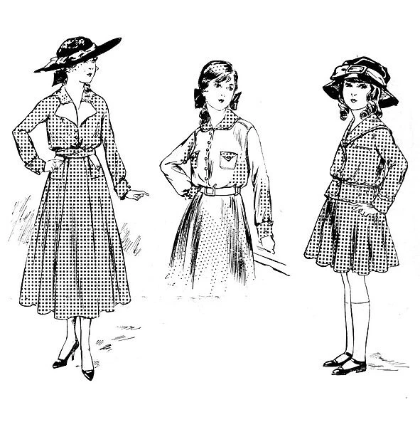 Juvenile fashion. Dresses suitable for small and teenage girls. From the French periodical