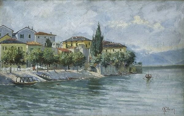 Lake Maggiore landscape, by Adolfo Polaroli, Oil on canvas