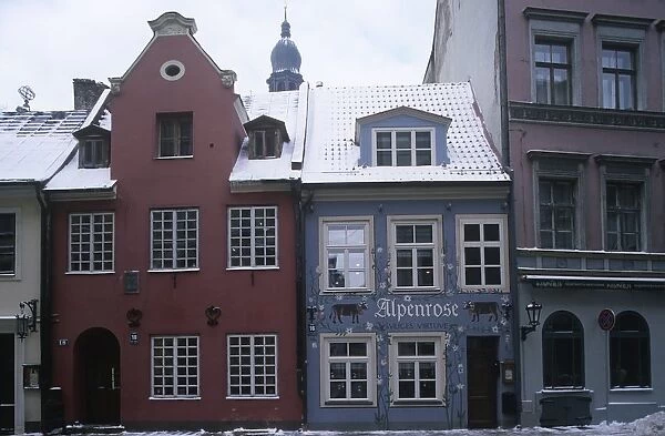 Latvia, Riga, old town, Vecriga, Buildings along Pils Street, Pils iela