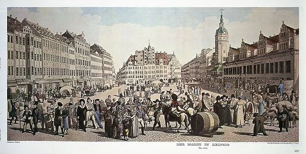 Leipzig, Market Square (Markt) and Old Town Hall (Alter Rathaus), print, 1820